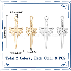 16Pcs 2 Colors 304 Stainless Steel Pendants&nbsp;STAS-UN0055-76