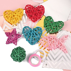 11Pcs Wicker Rattan Ornaments&nbsp;AJEW-CJ0001-21