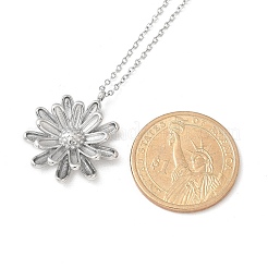 304 Stainless Steel Sunflower Pendant Cable Chain Necklaces for Women&nbsp;NJEW-R011-02P