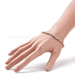 Two Tone Brass Round Beaded Stretch Bracelet for Women&nbsp;BJEW-JB08597