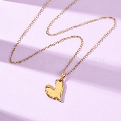304 Stainless Steel Heart Pendant Cable Chain Necklaces for Men Women&nbsp;NJEW-K308-02C-G