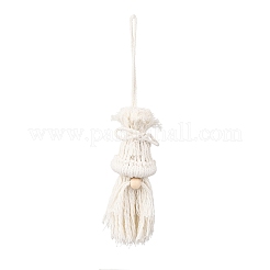 Christmas Cotton Cord with Wood Bead Pendant Decorations&nbsp;HJEW-JM04095