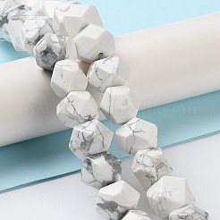 Natural Howlite Star Cut Round Beads Strands&nbsp;G-M418-C16-01