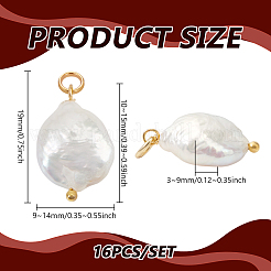 16Pcs Natural Keshi Pearl Flat Round Pendants&nbsp;PALLOY-BC00004