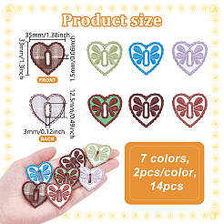 7Pcs 7 Colors Cloth Heart Buttons&nbsp;DIY-WH0622-411