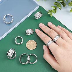 21Pcs 7 Size 201 Stainless Steel Grooved Finger Ring for Women&nbsp;RJEW-DC0001-08