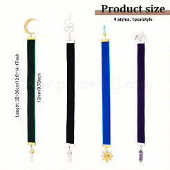 Velvet Bookmarks with Snake/Sun/Butterfly/Moon Charm&nbsp;AJEW-FG0002-62