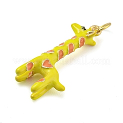 Giraffe Rack Plating Brass Enamel Pendants&nbsp;KK-Q804-15G