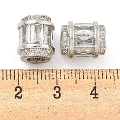 Rack Plating Brass Micro Pave Cubic Zirconia European Beads&nbsp;LS-KK-F089-31P-08