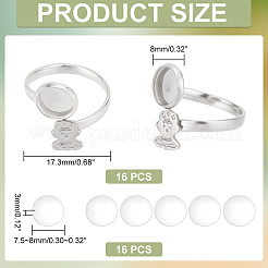 DIY Blank Dome Open Ring Making Kit&nbsp;STAS-PH0004-65