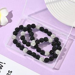 1Pc Polymer Clay Rhinestone Round Beaded Stretch Necklaces&nbsp;NJEW-SP0001-14H