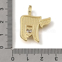 Brass Micro Pave Clear Cubic Zirconia Pendants&nbsp;KK-C262-65G