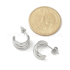 304 Stainless Steel Triple C-Shaped Stud Earrings for Women&nbsp;EJEW-C096-68P-01