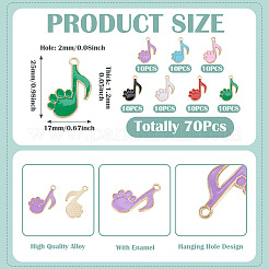 70Pcs 7 Colors Alloy Enamel Pendants&nbsp;ENAM-TA0003-70