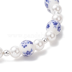 Handmade Flower Printed Porcelain Ceramic Beads Stretch Bracelets for Women&nbsp;BJEW-JB12208