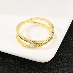 Brass Micro Pave Cubic Zirconia Finger Rings&nbsp;RJEW-D340-01G-05