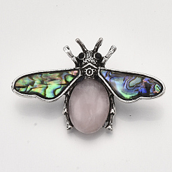 Natural Rose Quartz Brooches/Pendants&nbsp;G-S353-08M