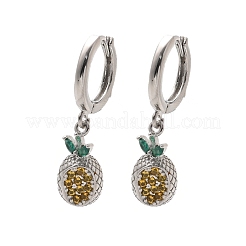 Brass Cubic Zirconia Hoop Earrings&nbsp;EJEW-Q015-02P