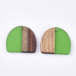 Resin & Walnut Wood Semi Circle Pendants&nbsp;LS-RESI-T035-07C