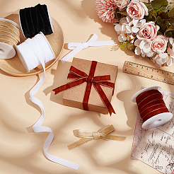 40 Yards 4 Colors Single Face Velvet Ribbon with 4Pcs Plastic Empty Spools&nbsp;SRIB-HY0001-09A