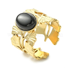 Natural Carnelian/Black Agate/Tiger Eye/Lapis Lazuli/Moss Agate Cuff Open Rings&nbsp;RJEW-JR01079-03