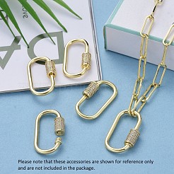 Brass Micro Pave Clear Cubic Zirconia Screw Carabiner Lock Charms&nbsp;ZIRC-E164-10G