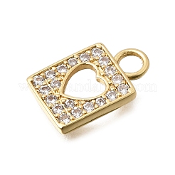 Brass Micro Pave Clear Cubic Zirconia Charms&nbsp;KK-K426-07G