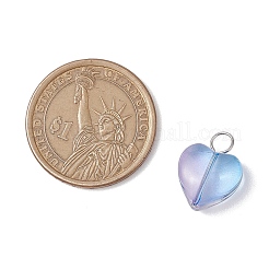 Heart Gradient Color Baking Paint Transparent Glass Pendants&nbsp;PALLOY-JF03264-02