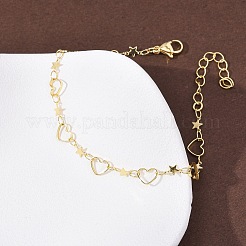 Brass Link Chain Bracelets for Women&nbsp;BJEW-C140-11G