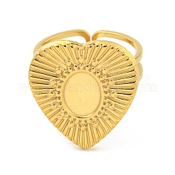 Ion Plating(IP) 304 Stainless Steel Open Cuff Pad Ring Cabochon Settings&nbsp;RJEW-K245-90G