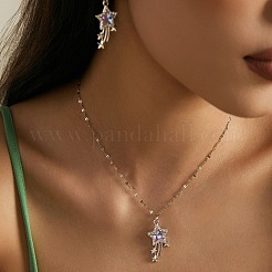 Aolly Rhinestone Star Pendant Necklaces & Earring Set for Women&nbsp;FS-WGC456D-01