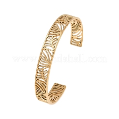 Hollow 304 Stainless Steel Open Cuff Bangles for Women&nbsp;BJEW-F547-01G