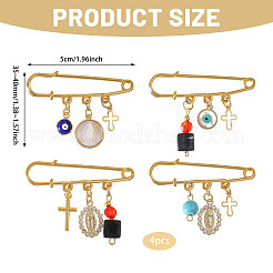 4Pcs 4 Styles Steel Heavy Duty Safety Pins&nbsp;JEWB-CA00008