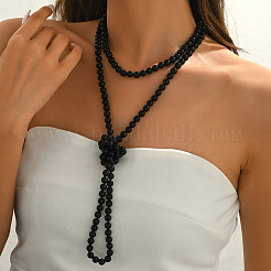 French Style 8MM Round Plastic Imitation Pearl Beaded Long Necklaces for Women&nbsp;EA7399-1