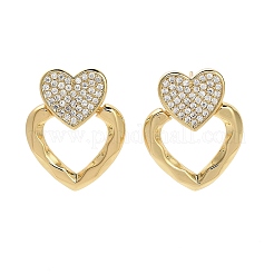 Brass Micro Pave Clear Cubic Zirconia Stud Earrings&nbsp;EJEW-M097-01A-G