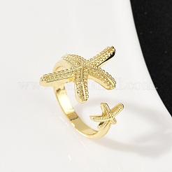 Brass Open Cuff Rings for Women&nbsp;RJEW-R032-05G