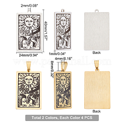 8Pcs 2 Colors 201 Stainless Steel Pendants&nbsp;STAS-DC0011-12