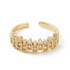 Clear Cubic Zirconia Rectangle Open Cuff Ring&nbsp;RJEW-G283-09G