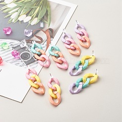 Colorful Dainty Curb Chain Trendy Acrylic Stud Earrings for Girl Women&nbsp;EJEW-JE04608