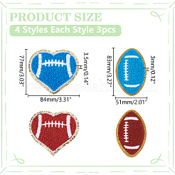 12Pcs 4 Styles Rugby Polyester Embroidered Appliques&nbsp;PATC-WR0001-13