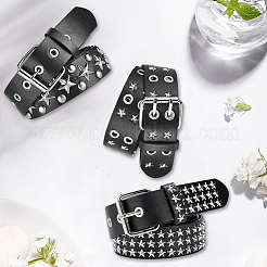 3Pcs 3 Styles Rivet PU Imitation Leather Waist Belts&nbsp;AJEW-CL0005-94