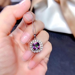 Square Alloy Rhinestone Pendant Necklace & Stud Earring & Finger Ring Sets&nbsp;WG30FCB-02