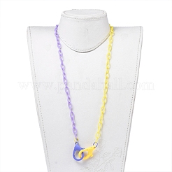 Personalized Two Tone ABS Plastic Cable Chain Necklaces&nbsp;NJEW-JN02825-04