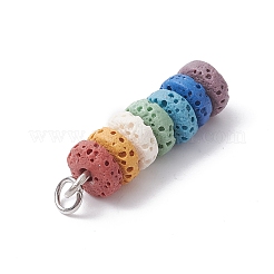 Natural Lava Rock Dyed Beaded Pendants&nbsp;PALLOY-JF02536-02