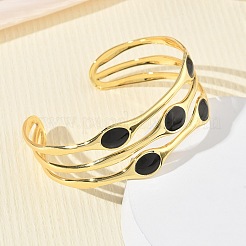 Brass Enamel Multi-strand Cuff Bangles for Women&nbsp;BJEW-A173-01G-01