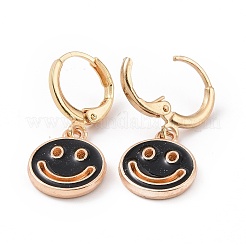 Hollow Out Smiling Face Enamel Hoop Earrings for Women&nbsp;LS-EJEW-G304-01KCG-01