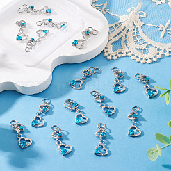 15Pcs Alloy Glass Heart Pendants&nbsp;PALLOY-TAC0254-03