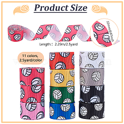 11 Colors Volleyball Pattern Polyester Grosgrain Ribbon&nbsp;AJEW-PH0005-85