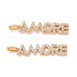 Brass Micro Pave Clear Cubic Zirconia Pendants&nbsp;ZIRC-Z019-36G-NR