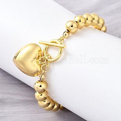 Brass Round Beads Charm Bracelets for Women&nbsp;BJEW-D317-06G